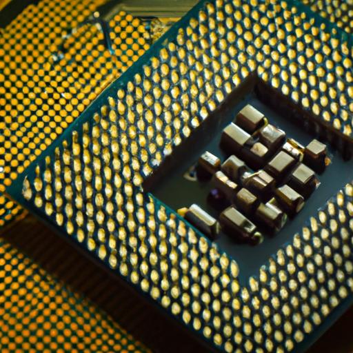 Một bức ảnh chụp cận cảnh một CPU với mạch điện phức tạp và các thành phần bên trong.