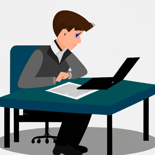 Hình ảnh một người ngồi tại bàn làm việc, bao quanh bởi những tờ giấy và một chiếc laptop, tự tin viết một proposal.