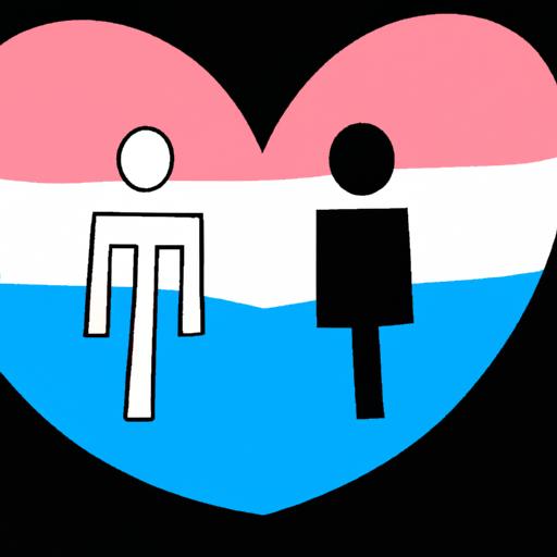 Hình minh họa hai người, một người có cờ pansexual hình trái tim và người kia có cờ transgender