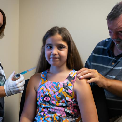 Một cô gái nhận vắc xin HPV với sự hiện diện của phụ huynh