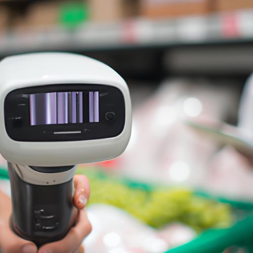 Máy quét mã vạch scan sản phẩm trong siêu thị.
