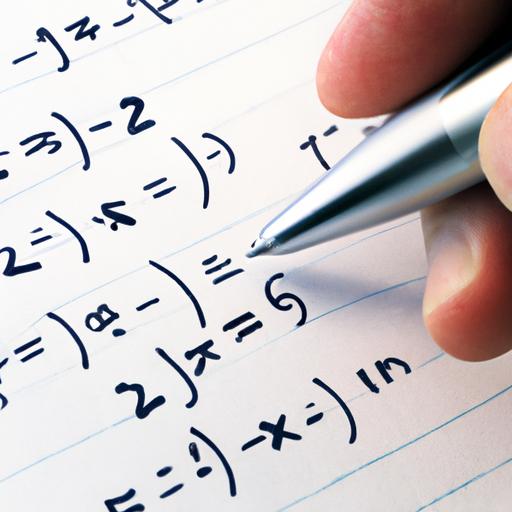 Một người sử dụng bút để viết ra một phương trình dài liên quan đến tập hợp số nguyên.
