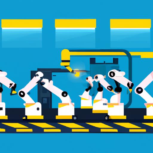 Nhà máy sản xuất với các robot sử dụng công nghệ 3th để tối ưu hóa sản xuất