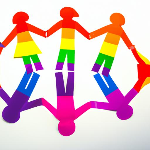 Nhóm người đa dạng tay trong tay, tượng trưng cho sự đoàn kết và đa dạng của cộng đồng LGBT.