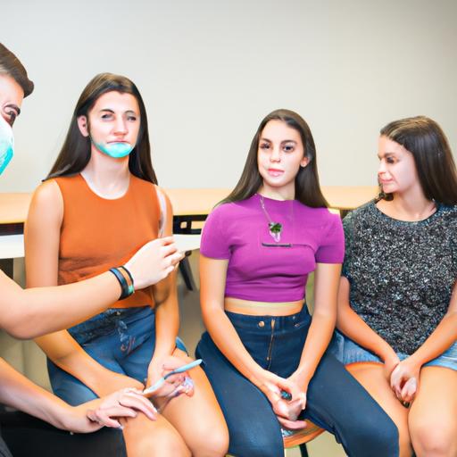 Nhóm thanh thiếu niên nhận vắc xin HPV tại trường học