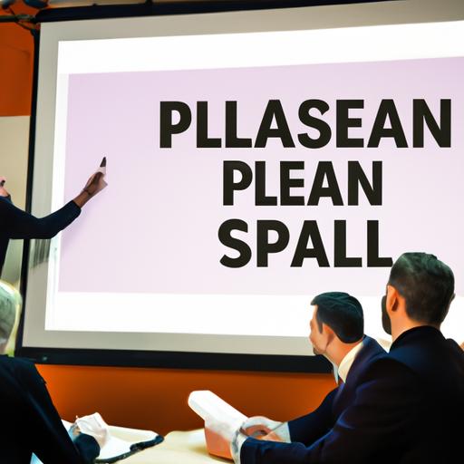 Một nhóm người đang họp trong phòng họp, thảo luận về một đề xuất. Một slide có tiêu đề 'Kế hoạch đề xuất' có thể nhìn thấy trên màn hình phía sau họ.
